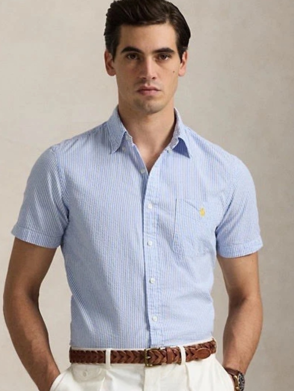 NWT Polo Ralph Lauren Men’s Seersucker Untucked Fit Short Sleeve Button Down 1XB
